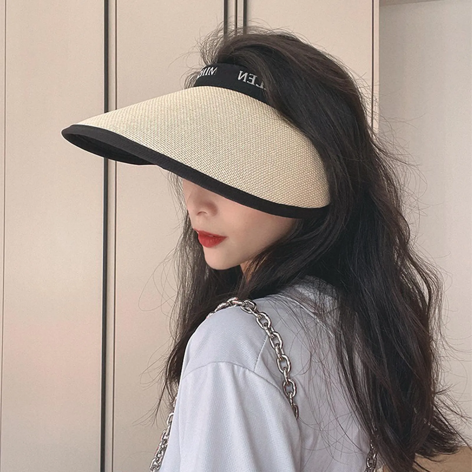 Women's Sunshade Hat Wide Brim Traveling Beach Sun Visor Hat Casual Breathable Sunshade Hat Women Summer Decor