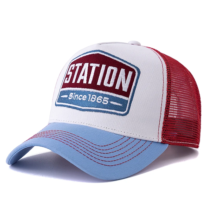 Hot Sale Unisex Baseball Cap Classic STATION Letter Pattern Mesh Cap Men And Women Breathable Streetwear Summer Trucker Hat