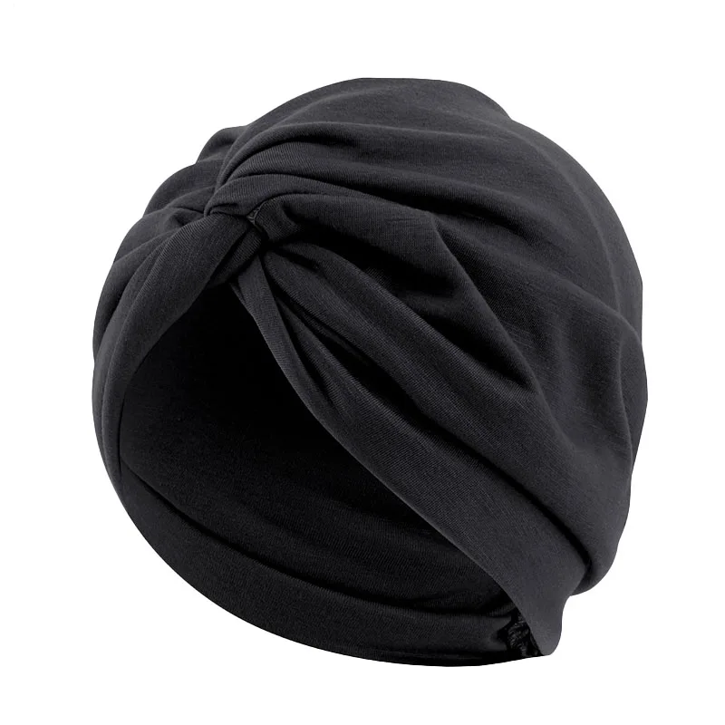 Twist Cross Turban Women Hijab Caps Solid Color Muslim India HIjab Ladies Hair Loss Chemo Cap Headwear Bandanas Hair Accessories