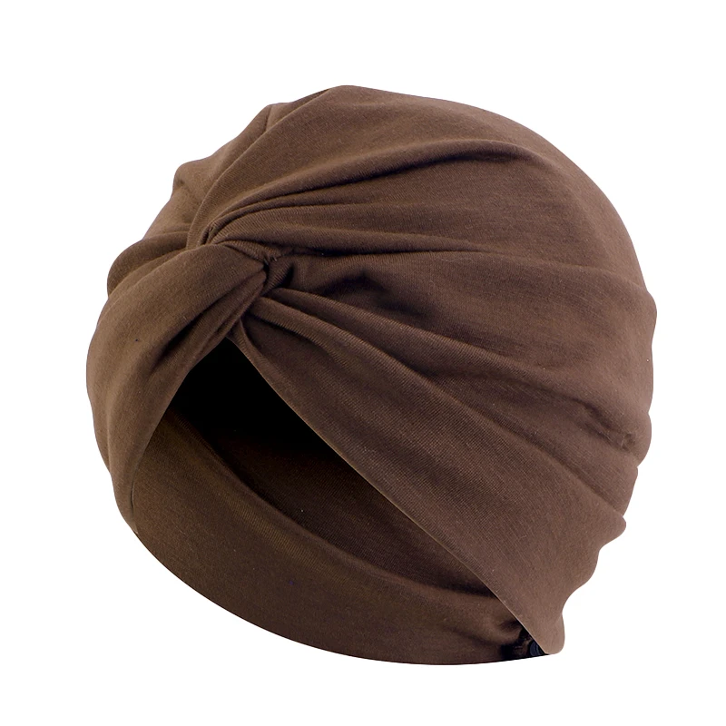 Twist Cross Turban Women Hijab Caps Solid Color Muslim India HIjab Ladies Hair Loss Chemo Cap Headwear Bandanas Hair Accessories