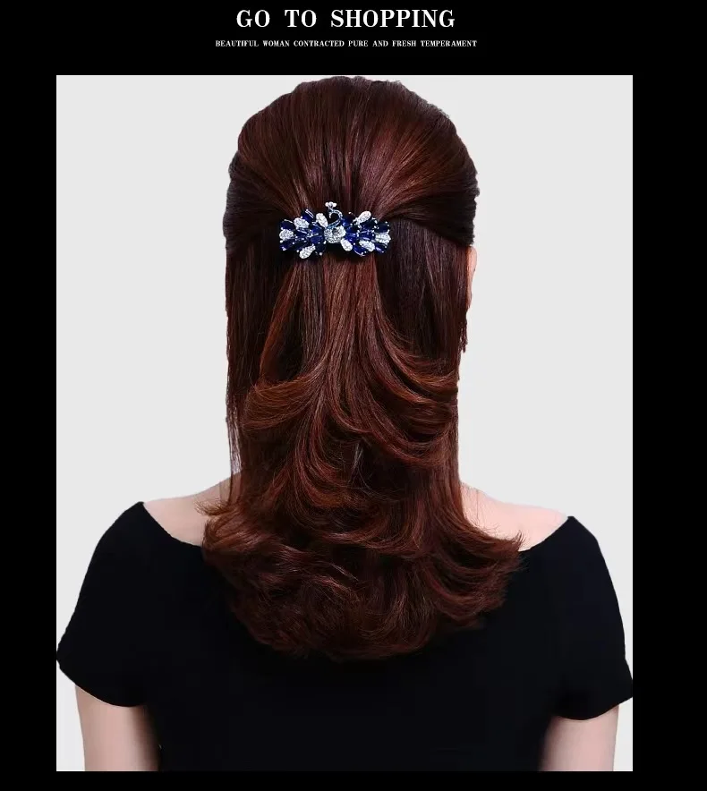 Korean version of minimalist peacock women's hair clips accessories Metal spring clip hairpin for girls large straight pins