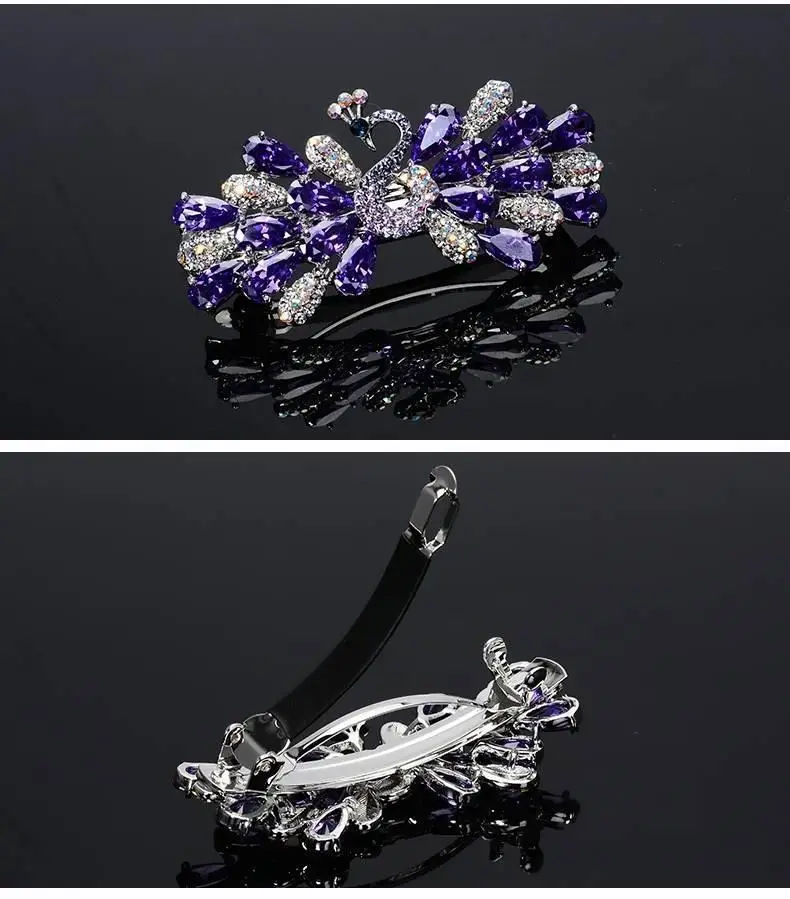 Korean version of minimalist peacock women's hair clips accessories Metal spring clip hairpin for girls large straight pins