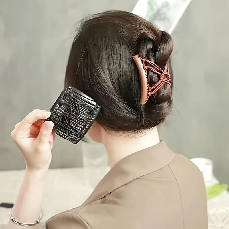 Double  Row Elastic Magic Hair Comb, Head Artifact, Lazy Exclusive Back Hair Curler, Ladies' Daily Hair Accessories New Favorite