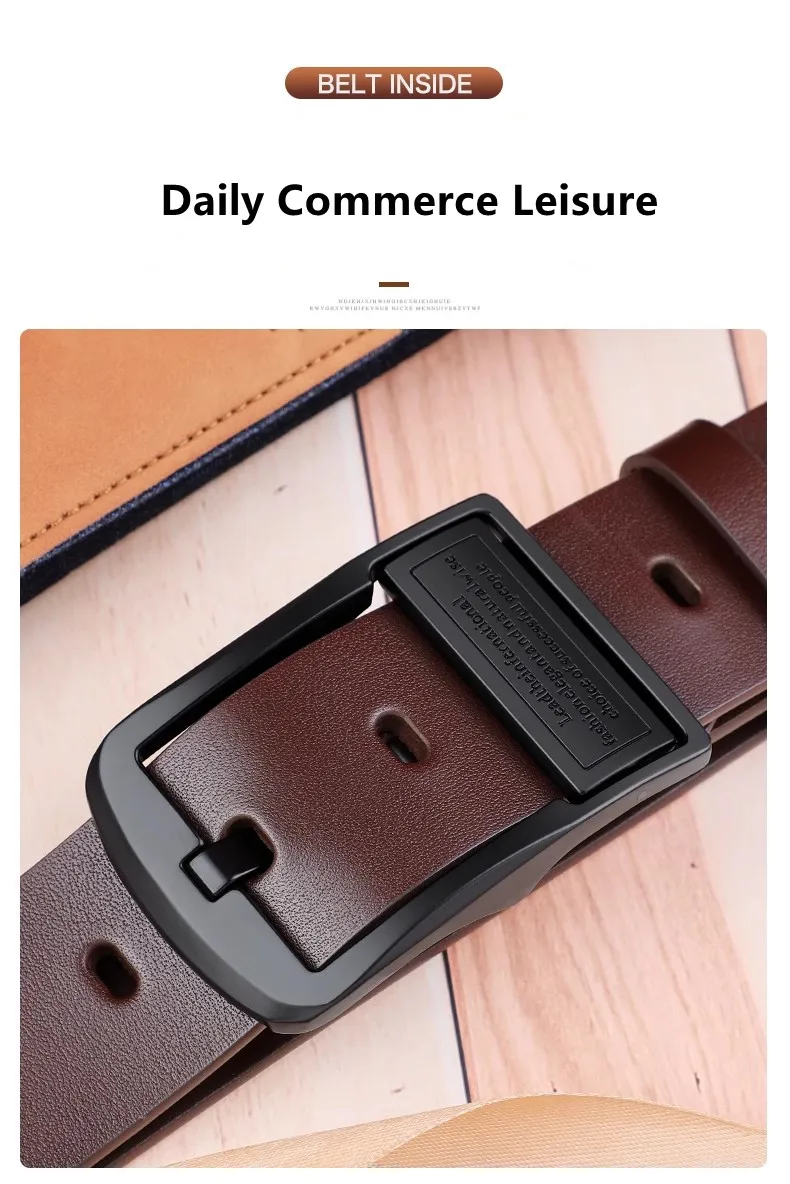 New Leather Cowhide Men's Belt Fashion Metal Alloy Pin Buckle Adult Luxury Brand Jeans Business Casual Waist Male Strap Brand