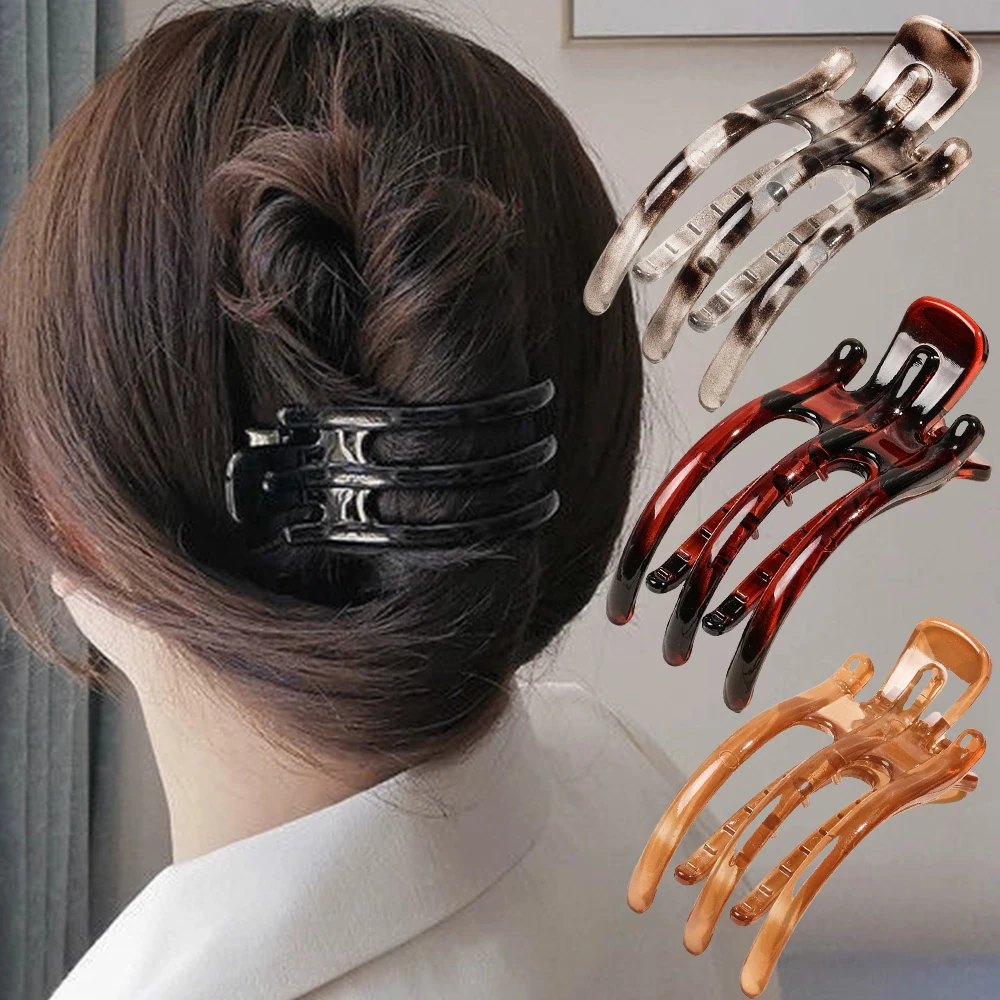 New Duckbill Hair Claws Clamps Crab Barrettes Bow Solid Color Acrylic Hair Clips Fashion Women Hairpin Ponytail Hair Accessories