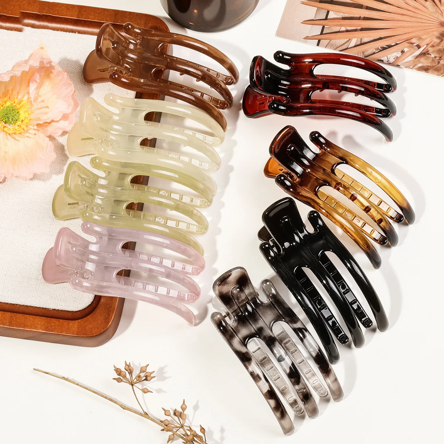 New Duckbill Hair Claws Clamps Crab Barrettes Bow Solid Color Acrylic Hair Clips Fashion Women Hairpin Ponytail Hair Accessories