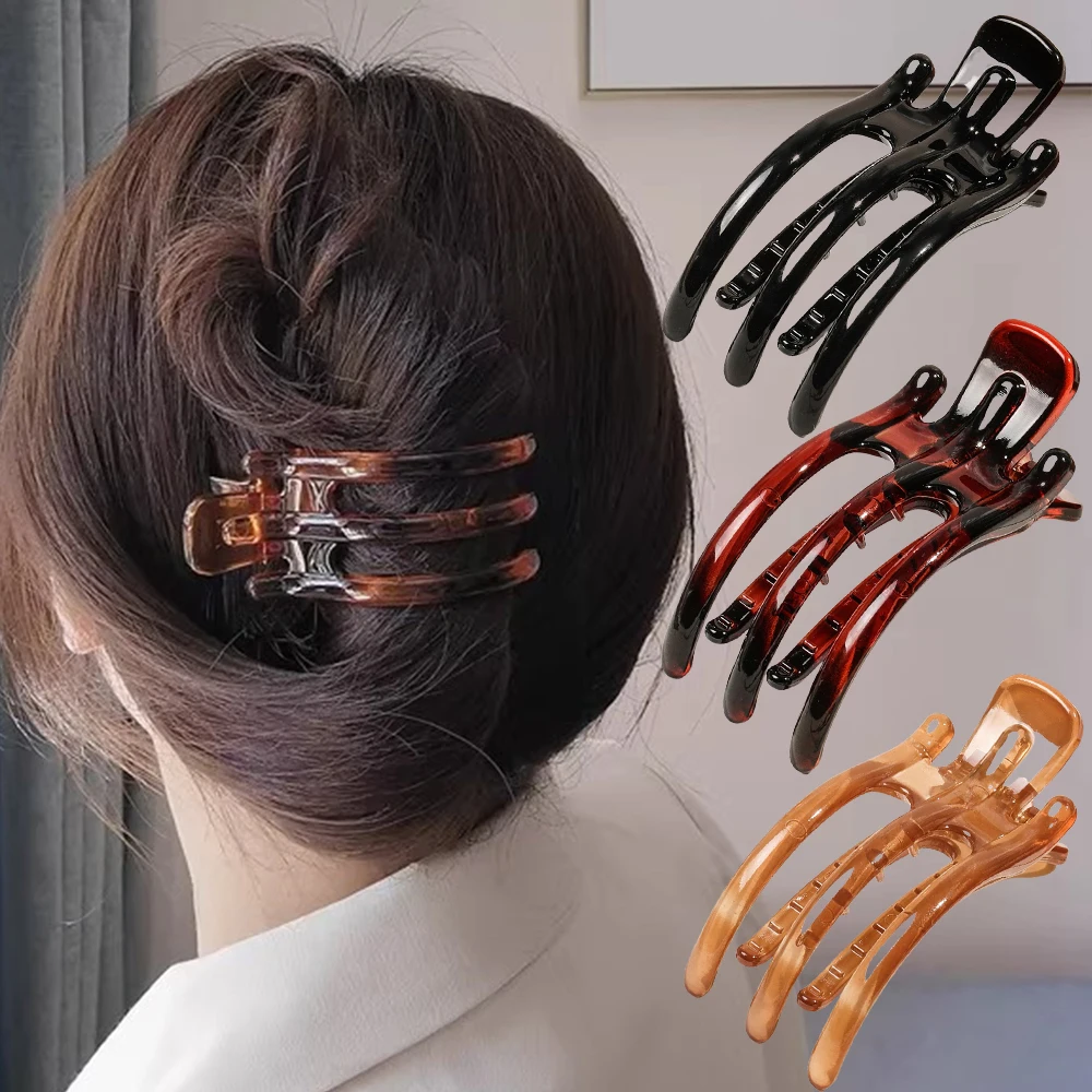 New Duckbill Hair Claws Clamps Crab Barrettes Bow Solid Color Acrylic Hair Clips Fashion Women Hairpin Ponytail Hair Accessories