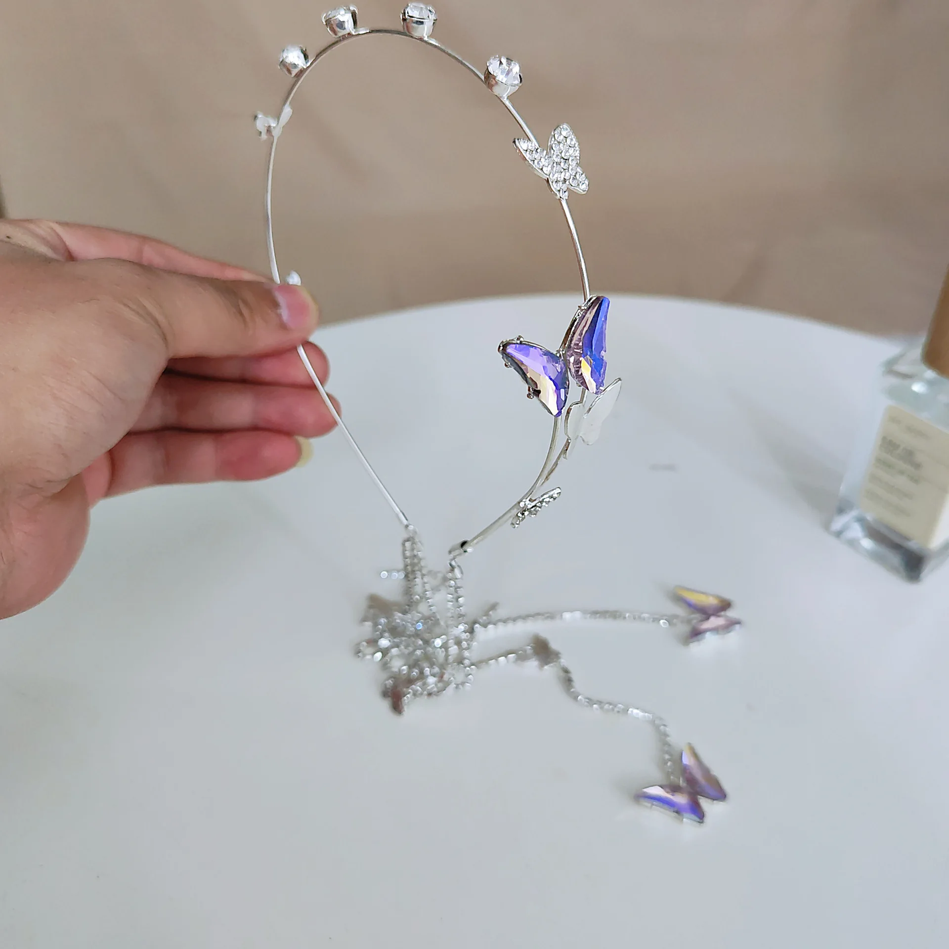 Glitter Girls Hair Hoop Korean Style Shining Rhinestone Headband Butterfly Tassel Hairpin Exquisite Jewelry Hair Accessories