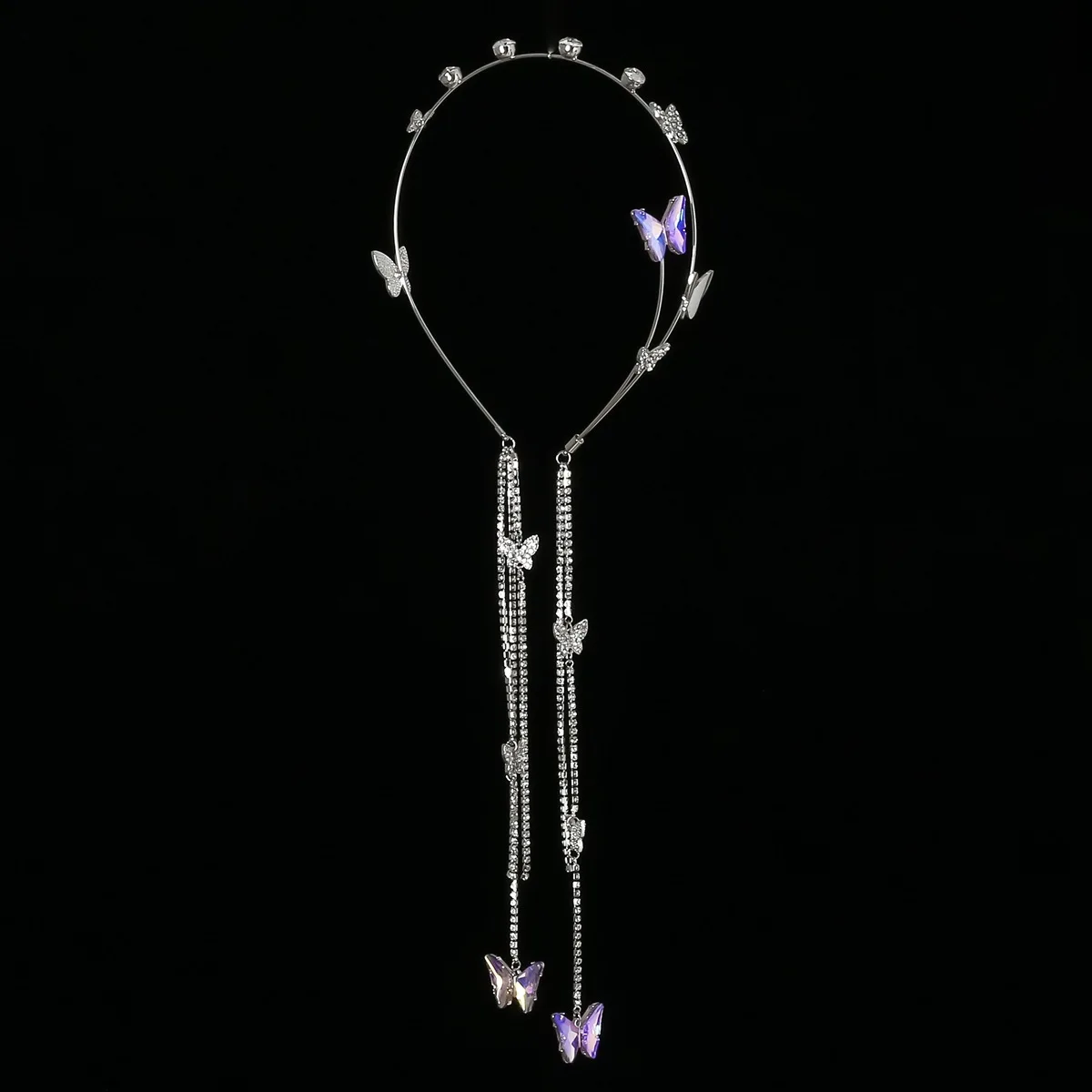 Glitter Girls Hair Hoop Korean Style Shining Rhinestone Headband Butterfly Tassel Hairpin Exquisite Jewelry Hair Accessories