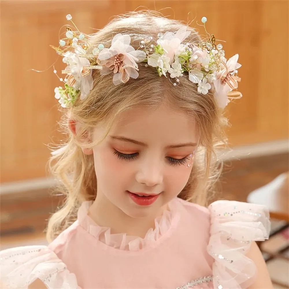 Cute Elegant Flower Wreath Headband Imitated Pearl Bohemian Flower Crown Head Wreath Girls Adult Hair accessories