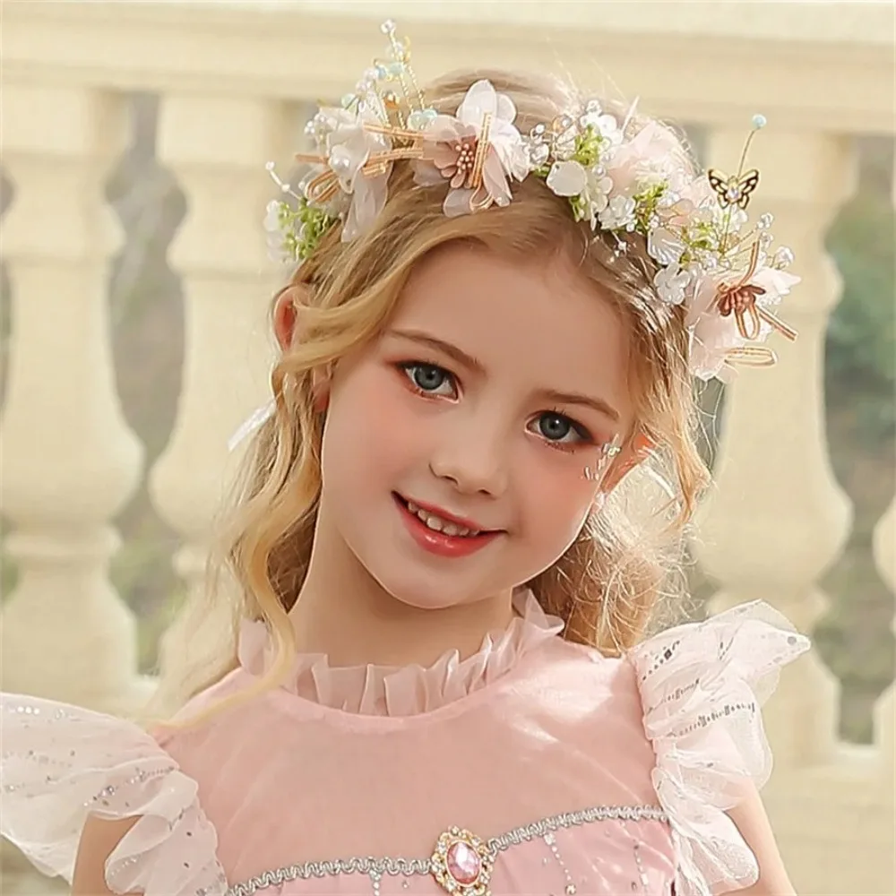 Cute Elegant Flower Wreath Headband Imitated Pearl Bohemian Flower Crown Head Wreath Girls Adult Hair accessories