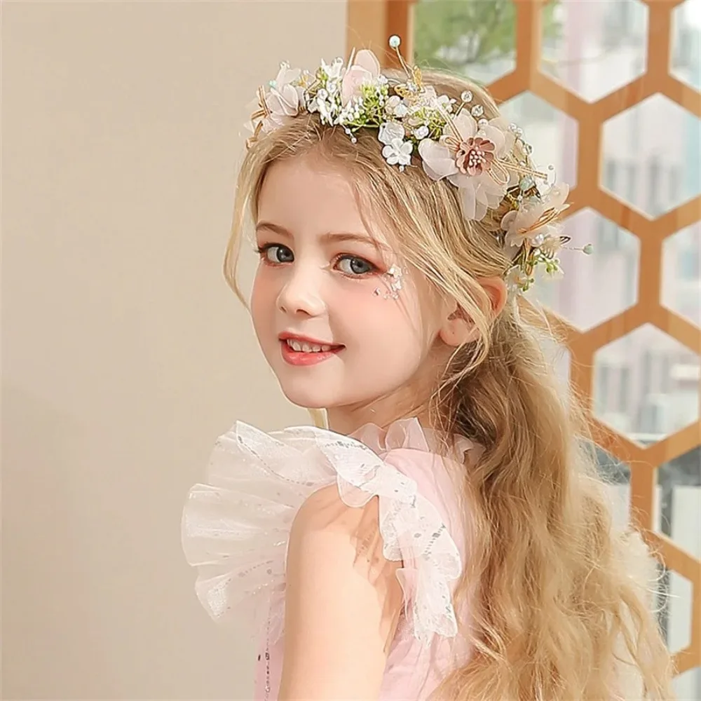 Cute Elegant Flower Wreath Headband Imitated Pearl Bohemian Flower Crown Head Wreath Girls Adult Hair accessories
