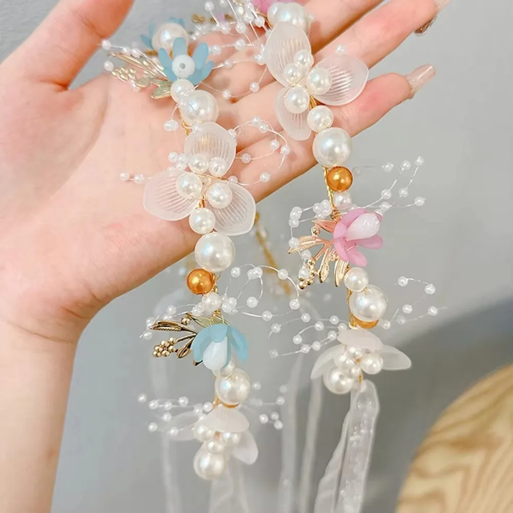Cute Elegant Flower Wreath Headband Imitated Pearl Bohemian Flower Crown Head Wreath Girls Adult Hair accessories