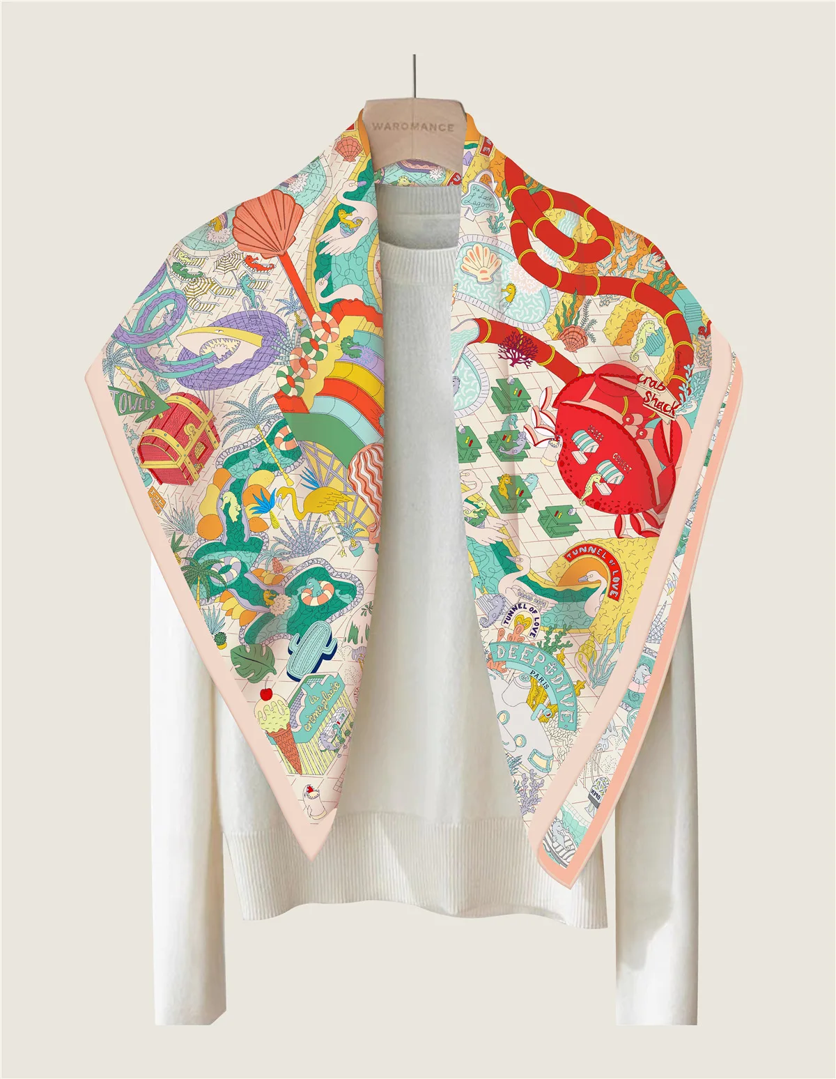 Brand Two-sided Print Headband Scarf Women Fashion 90*90cm Hijab Bandana Neckerhicef Beach Sun Protection Shawl Wrap Headscarf