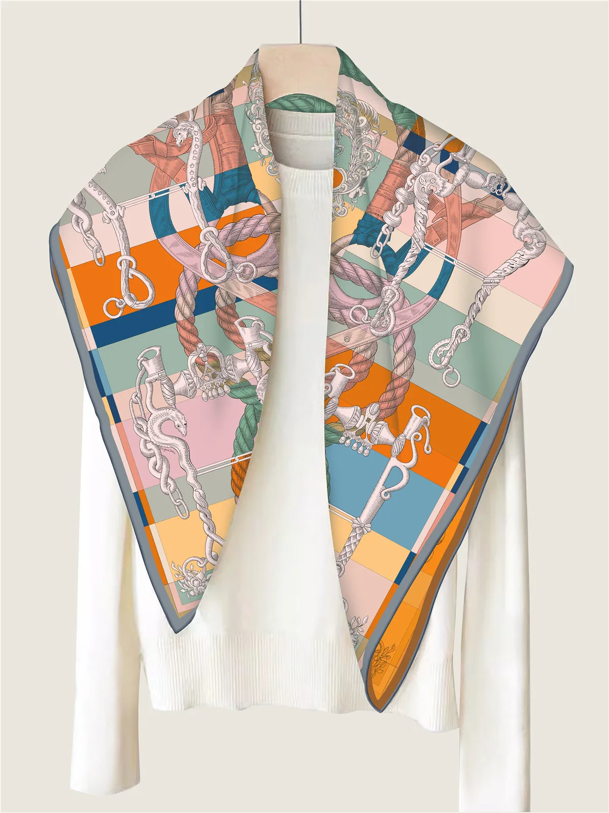 Brand Two-sided Print Headband Scarf Women Fashion 90*90cm Hijab Bandana Neckerhicef Beach Sun Protection Shawl Wrap Headscarf
