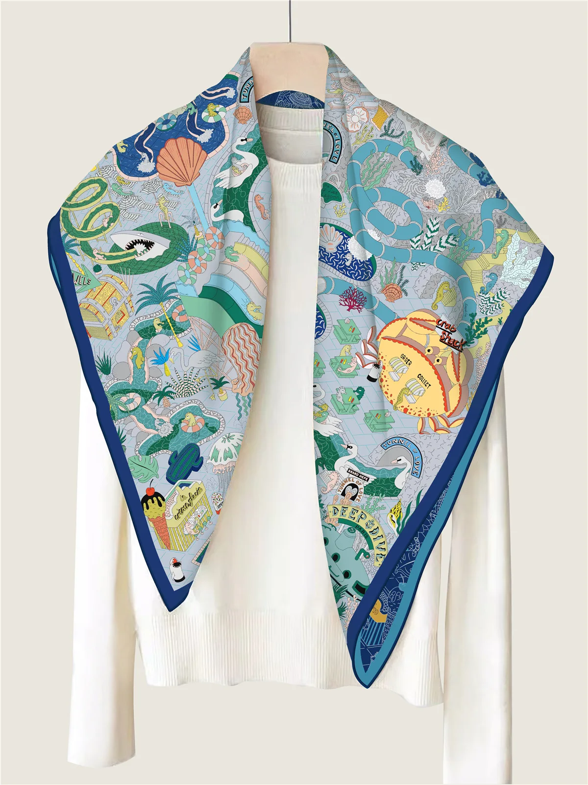 Brand Two-sided Print Headband Scarf Women Fashion 90*90cm Hijab Bandana Neckerhicef Beach Sun Protection Shawl Wrap Headscarf