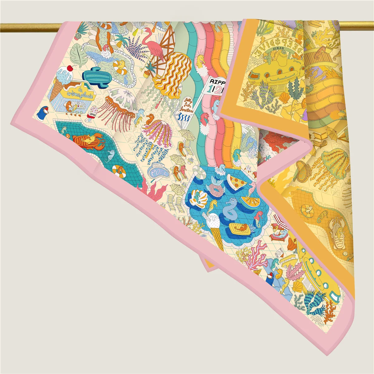 Brand Two-sided Print Headband Scarf Women Fashion 90*90cm Hijab Bandana Neckerhicef Beach Sun Protection Shawl Wrap Headscarf