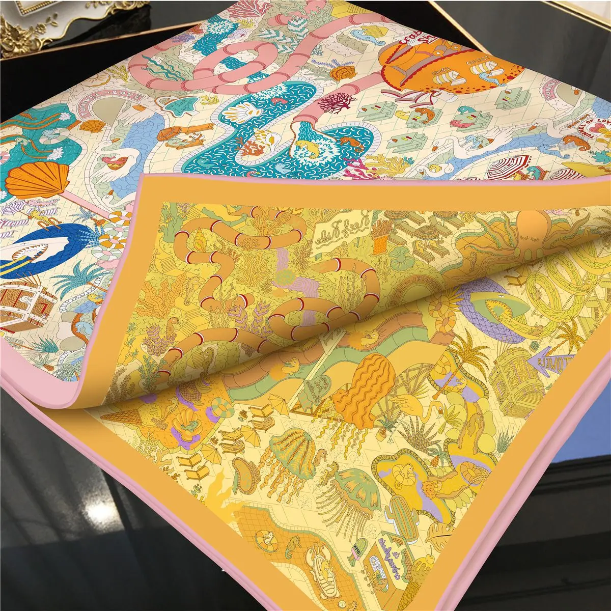 Brand Two-sided Print Headband Scarf Women Fashion 90*90cm Hijab Bandana Neckerhicef Beach Sun Protection Shawl Wrap Headscarf