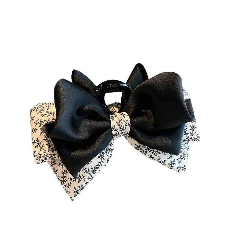 1pc Elegant floral bow clip, new retro autumn and winter style, shark clip hair clip headband at the back of the head
