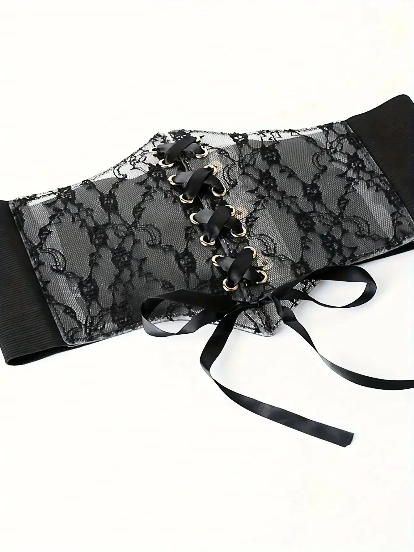 Fashionable wide version transparent lace waist waistband waist seal women's versatile dress top decorated with lace elastic wai