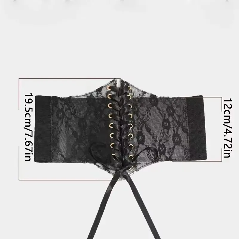 Fashionable wide version transparent lace waist waistband waist seal women's versatile dress top decorated with lace elastic wai