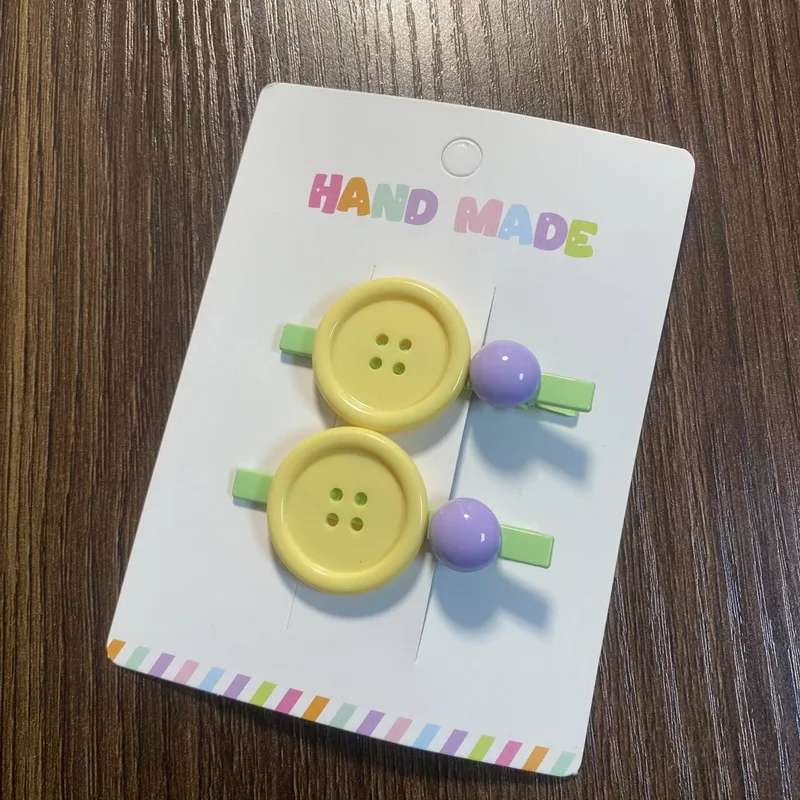 2Pcs/Set 2025 New Cute Button Hairpins For Baby Girl Candy Color Bangs Clip Hair Barrettes Children's Hair Clip Hair Accessories