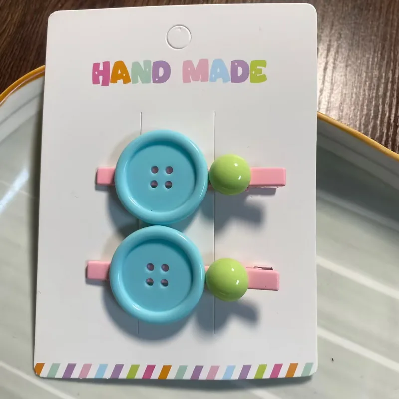 2Pcs/Set 2025 New Cute Button Hairpins For Baby Girl Candy Color Bangs Clip Hair Barrettes Children's Hair Clip Hair Accessories