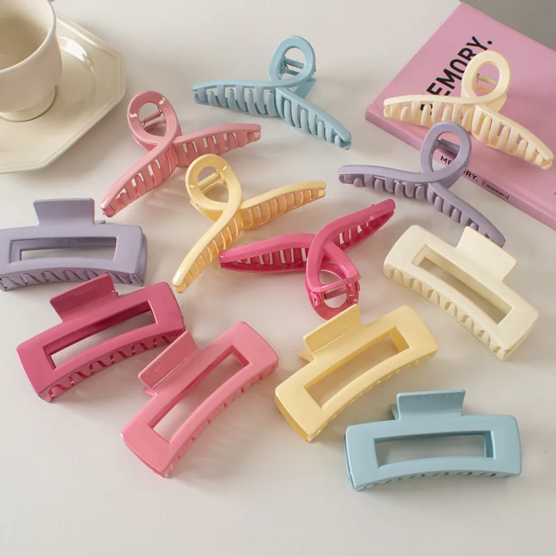 Large Waves Hair Claw Clips Crab Women Girls Cream Macaron Cross Ponytail Holder Hair Barrettes Hairpins Hair Accessories