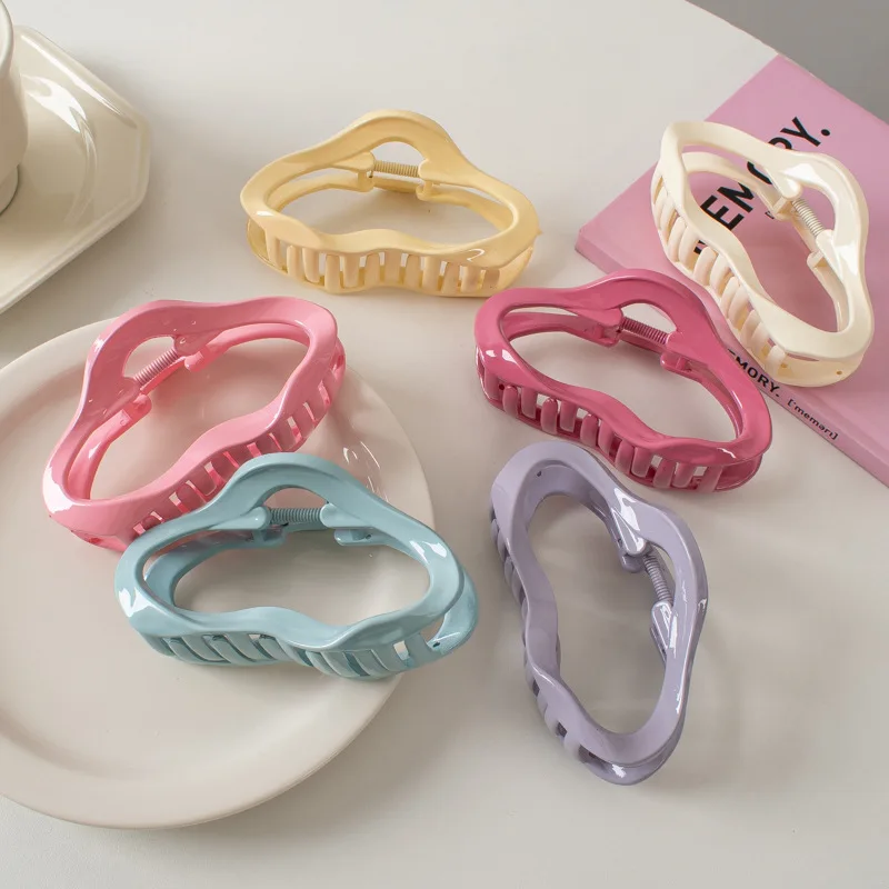 Large Waves Hair Claw Clips Crab Women Girls Cream Macaron Cross Ponytail Holder Hair Barrettes Hairpins Hair Accessories