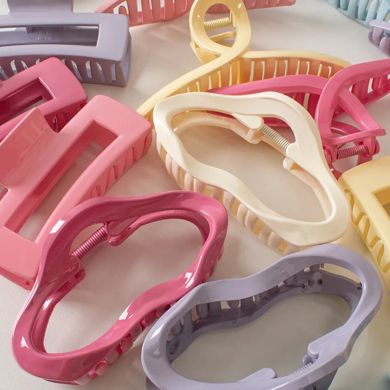 Large Waves Hair Claw Clips Crab Women Girls Cream Macaron Cross Ponytail Holder Hair Barrettes Hairpins Hair Accessories