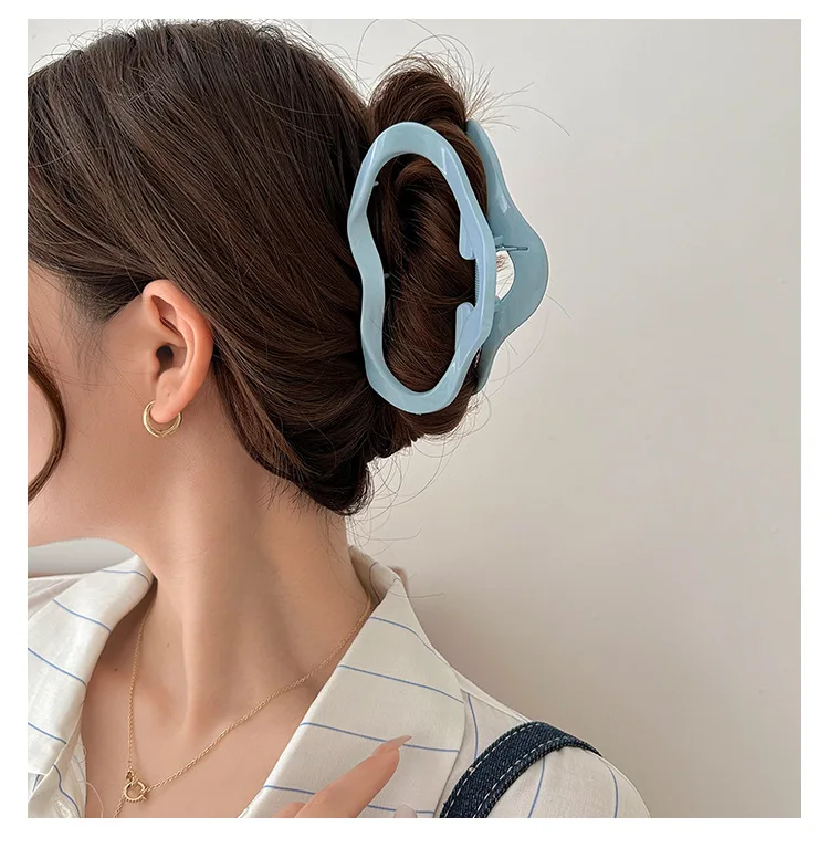 Large Waves Hair Claw Clips Crab Women Girls Cream Macaron Cross Ponytail Holder Hair Barrettes Hairpins Hair Accessories