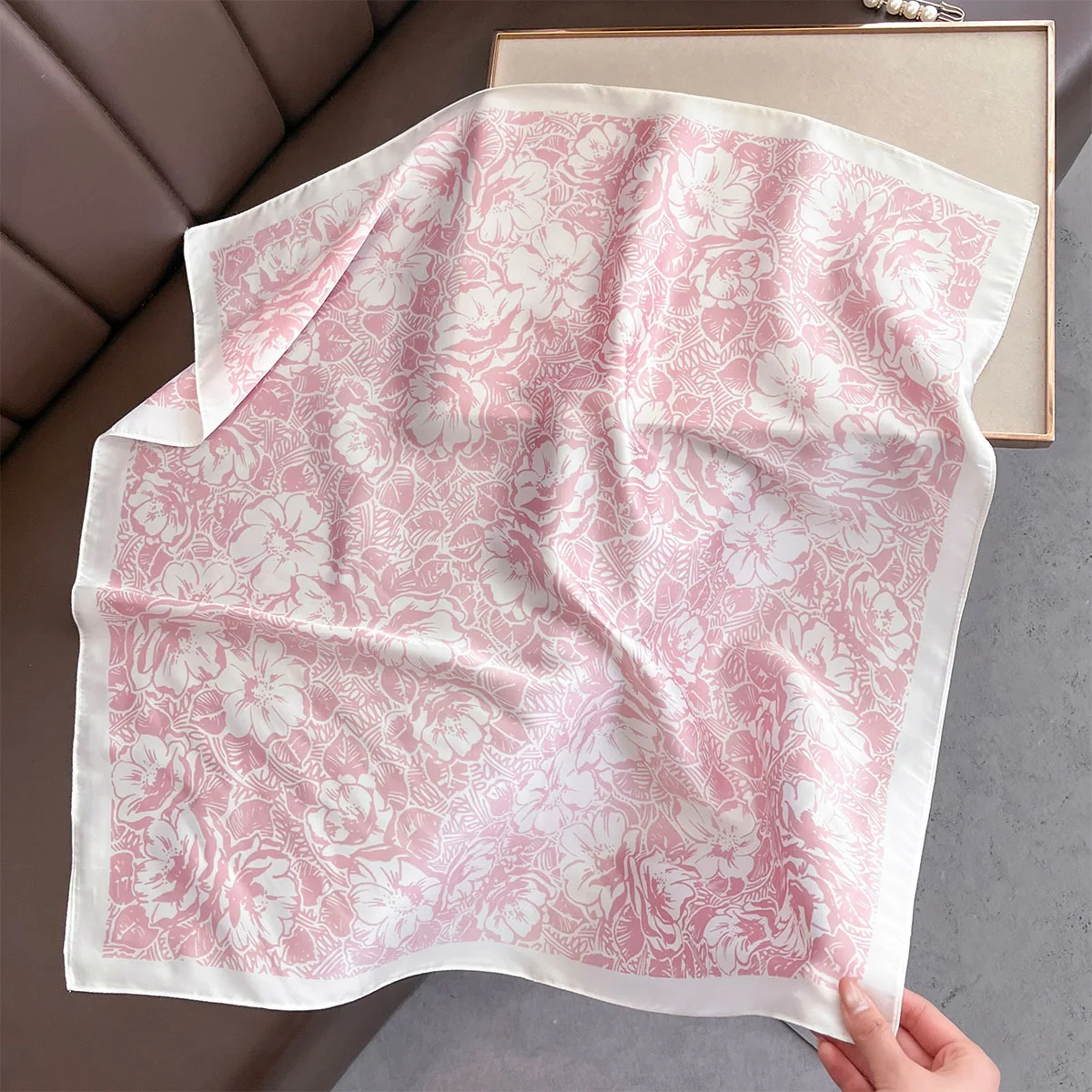 Scarf For Women Spring/Summer Imitation Silk Square Scarf Decoration Bandanna Fashion Print Neckerchief Luxury Headband Hijab