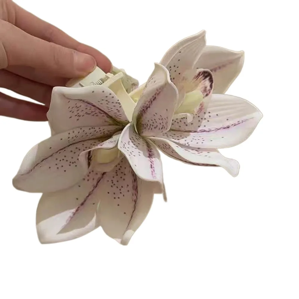 Yellow Elegant Magnolia Shark Clip Acrylic Sweet Yulan Flower Hair Claw Side Clip French Style Women Hair Accessories Summer