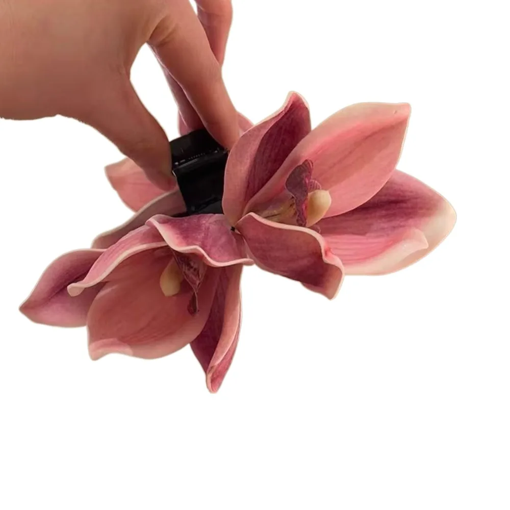 Yellow Elegant Magnolia Shark Clip Acrylic Sweet Yulan Flower Hair Claw Side Clip French Style Women Hair Accessories Summer