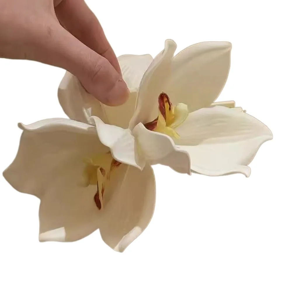 Yellow Elegant Magnolia Shark Clip Acrylic Sweet Yulan Flower Hair Claw Side Clip French Style Women Hair Accessories Summer