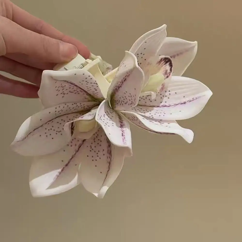 Yellow Elegant Magnolia Shark Clip Acrylic Sweet Yulan Flower Hair Claw Side Clip French Style Women Hair Accessories Summer