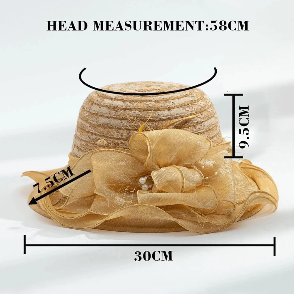 2025Ladies Fascinator Millinery Church Hat Elegant Bow Wide Brim Bucket Hats Kentucky Derby Fedora Women Summer Foldable Sun Cap