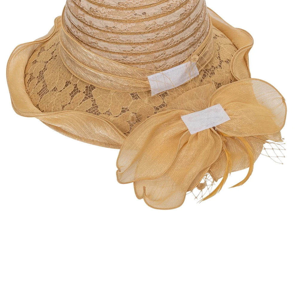2025Ladies Fascinator Millinery Church Hat Elegant Bow Wide Brim Bucket Hats Kentucky Derby Fedora Women Summer Foldable Sun Cap