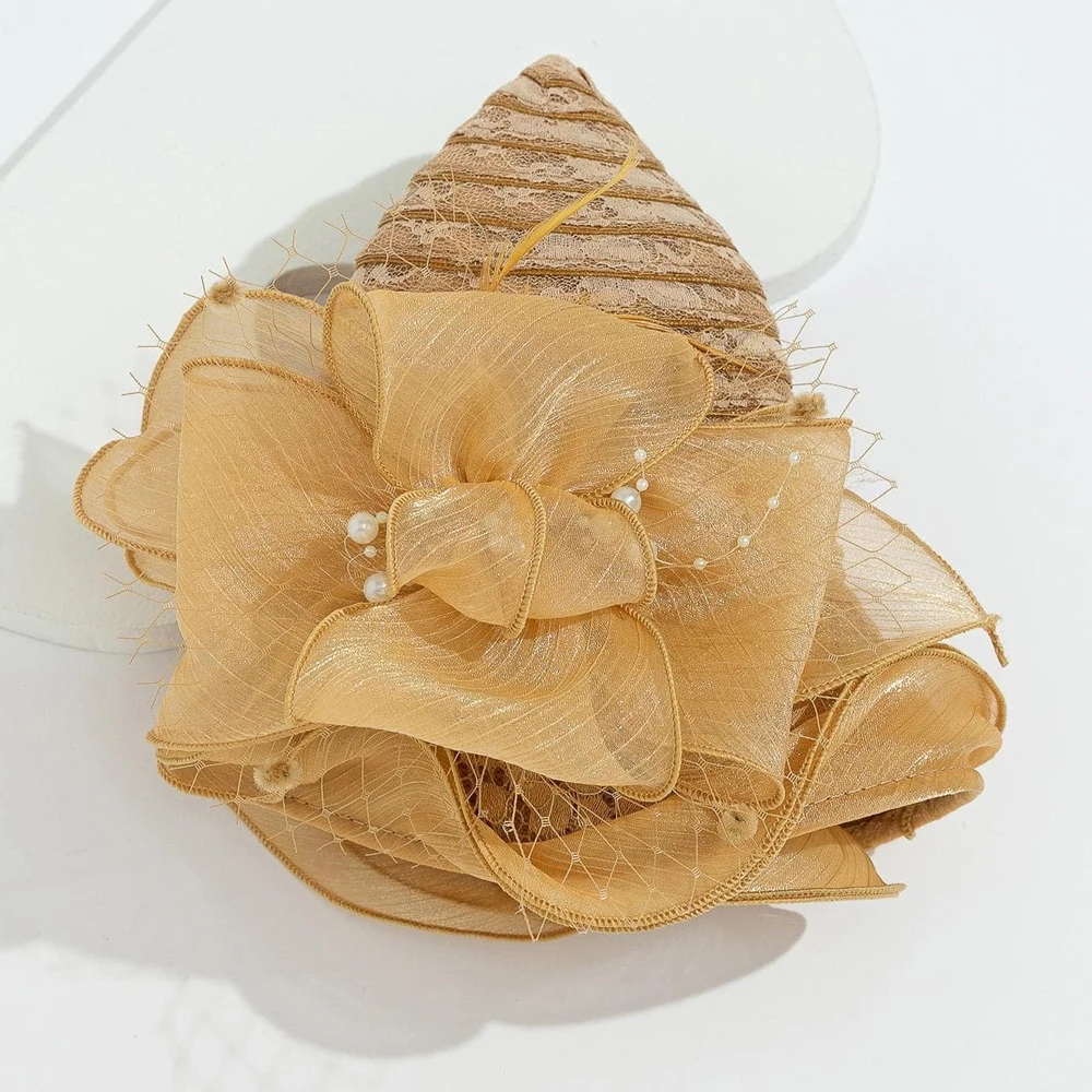 2025Ladies Fascinator Millinery Church Hat Elegant Bow Wide Brim Bucket Hats Kentucky Derby Fedora Women Summer Foldable Sun Cap
