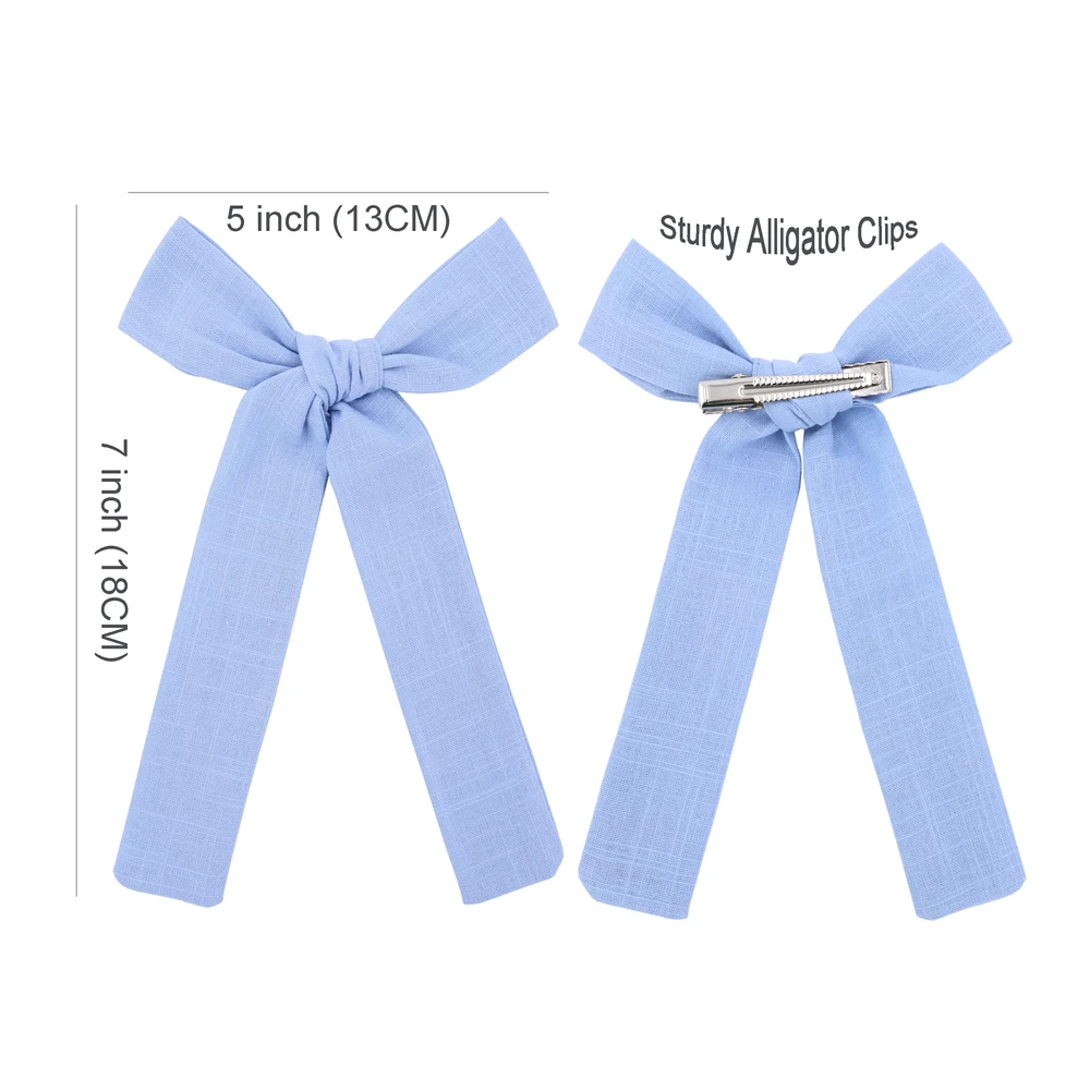 Long Tail Linen Hair Bow Clips for Little Girl Kids Mom Women Ponytail Knot Bows Alligator Clip Hair Accessories