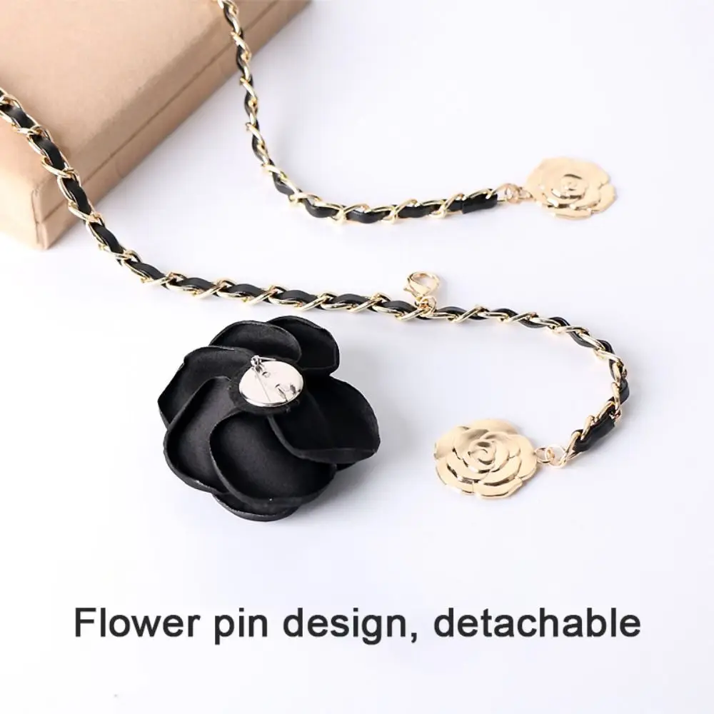 Fashion Woman Camellia Waist Chain Waist Decoration Luxury Design Flower Chain Belt Metal Chain Waistband All-match Ladies
