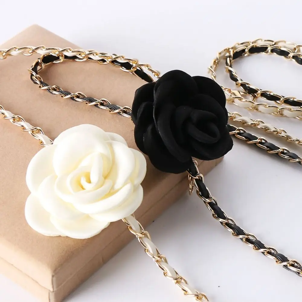 Fashion Woman Camellia Waist Chain Waist Decoration Luxury Design Flower Chain Belt Metal Chain Waistband All-match Ladies