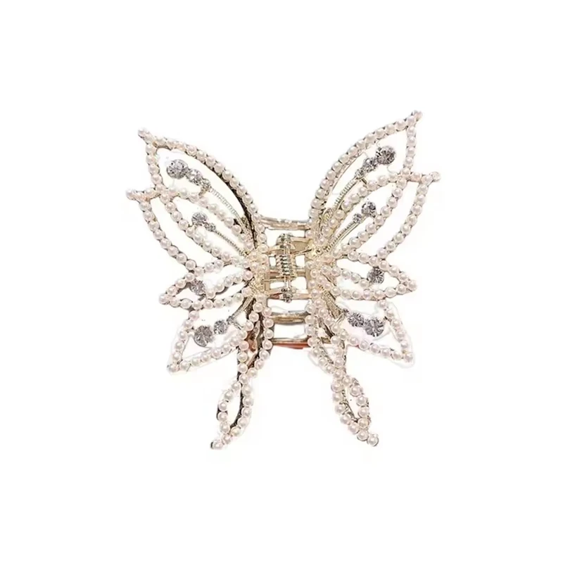 1pc Butterfly Claw Clip for Women's Hair Decoration, Rear Head Ponytail Shark Clip, Elegant Temperament with Rhinestones