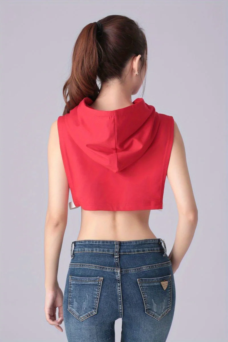 Sleeveless Hooded Short Multi-Color Optional Autumn Shirt Fake Collar Sweatshirt Hooded Stylish Multi-Function Hooded Collar