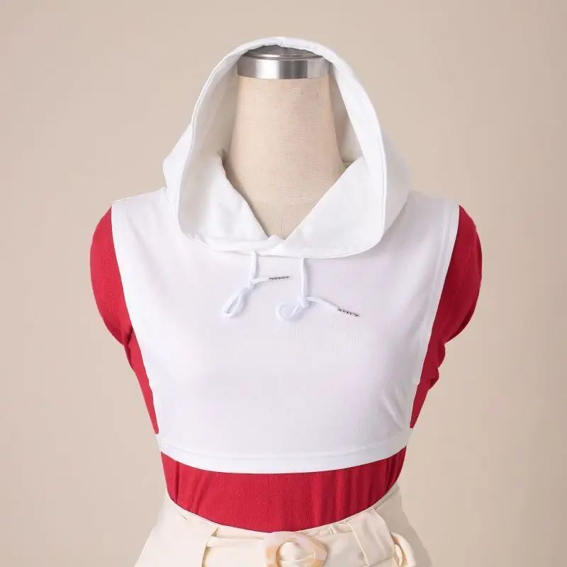 Sleeveless Hooded Short Multi-Color Optional Autumn Shirt Fake Collar Sweatshirt Hooded Stylish Multi-Function Hooded Collar