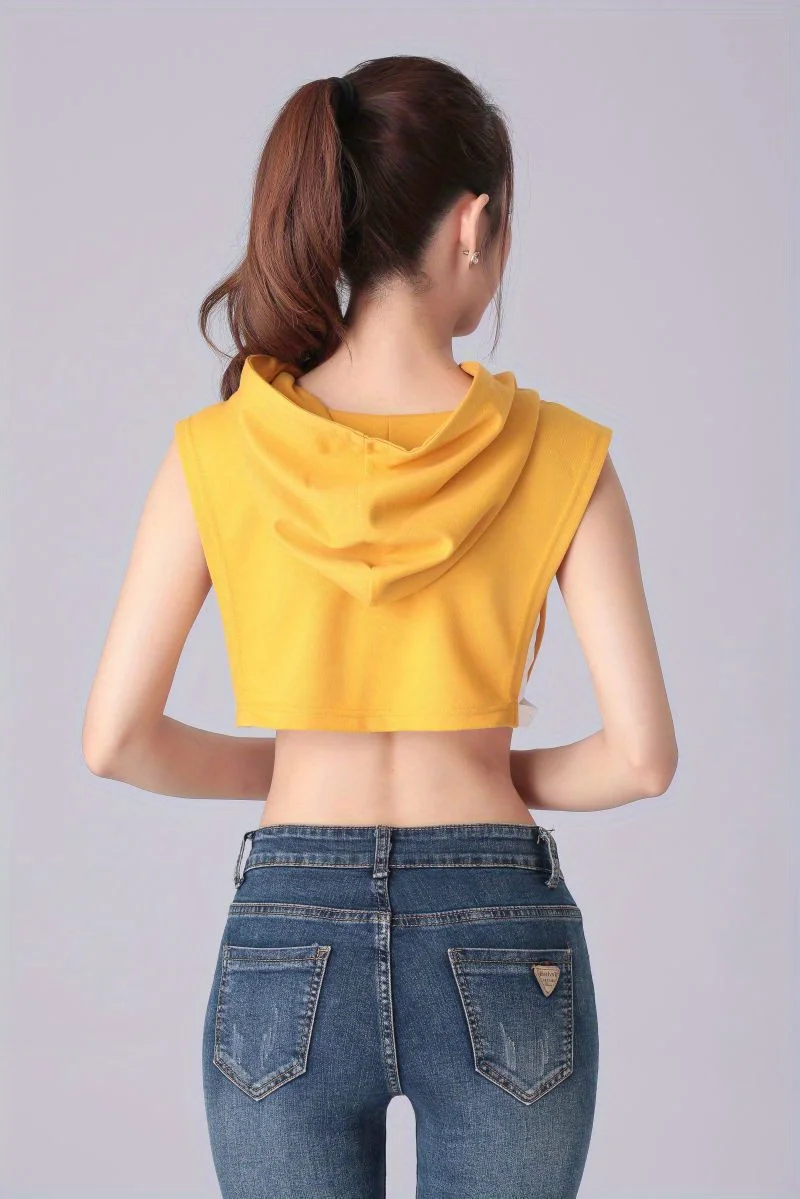 Sleeveless Hooded Short Multi-Color Optional Autumn Shirt Fake Collar Sweatshirt Hooded Stylish Multi-Function Hooded Collar