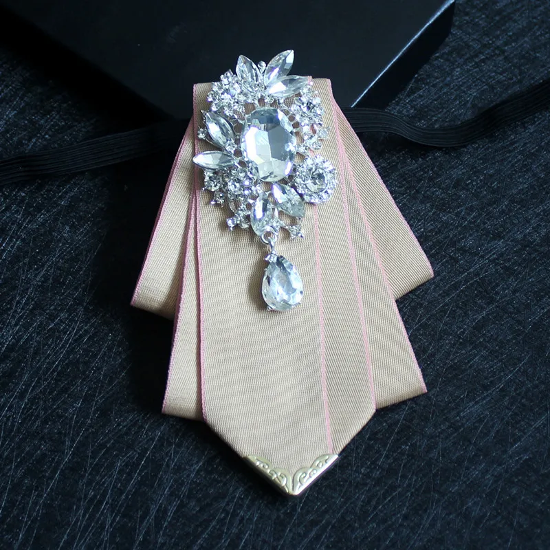 Luxury Wedding Elegant Necktie For Men Dress Shirt Collar Rhinestone Black Green Bow Tie Clips Brooches Bowtie Gifts Accessories