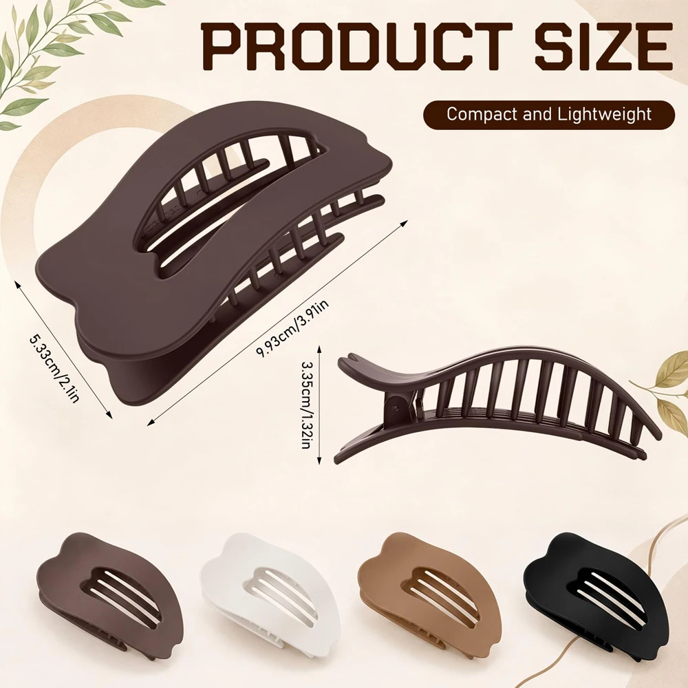 Fashion Oval Flat Hair Clips for Women New Design Leopard Large Flat Round Claw Clip French Acrylic Lying Down Hair Accessories