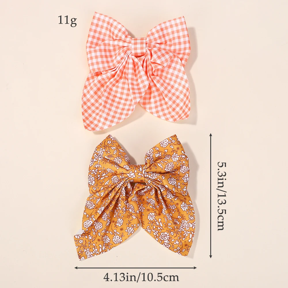 10Pcs Random Bows Hairgripes for Women Printed Cheer Up Bowknot Ribbon Hairclips Girls Ponytail Hair Claw Clips