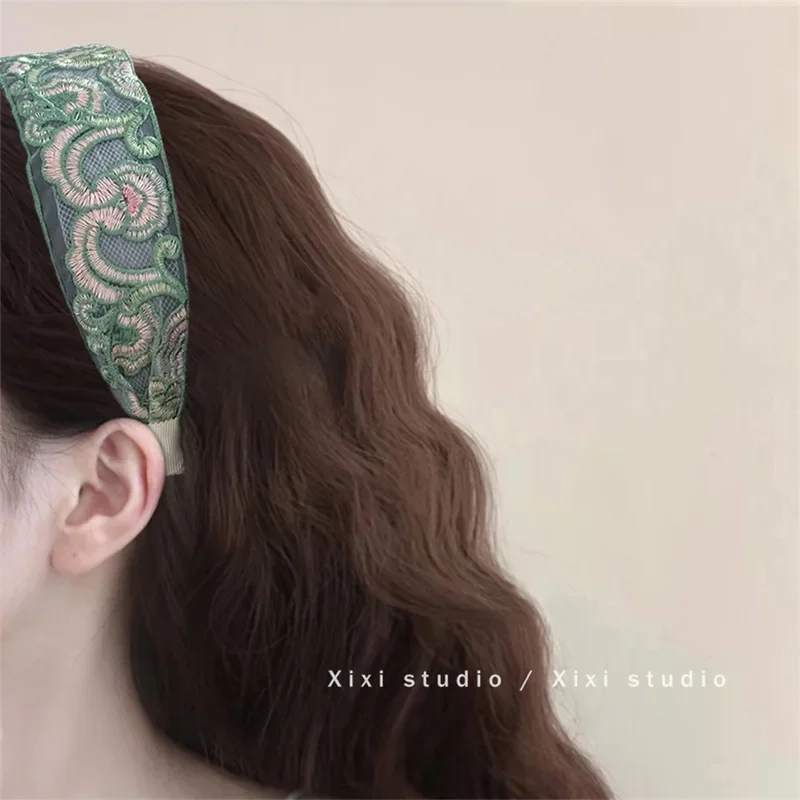 Elegant Chiffon Embroidery Flower Hairband For Women Sweet Hair Decorate Headband Hair Hoop Band Fashion Hair Accessories